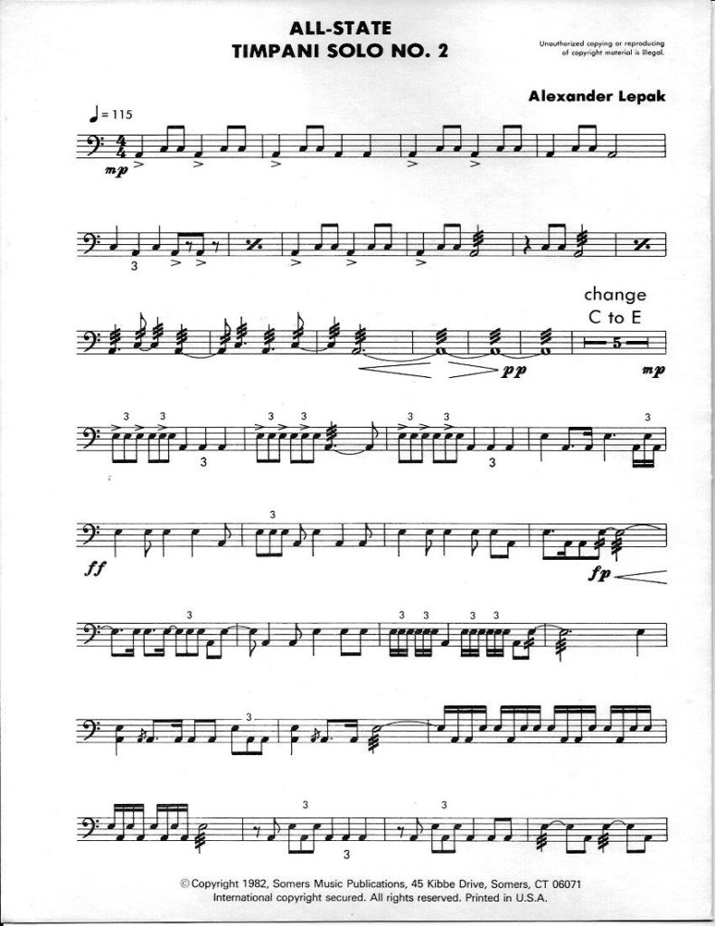 ALLSTATE TIMPANI SOLO NO.2 Somers Music Publications