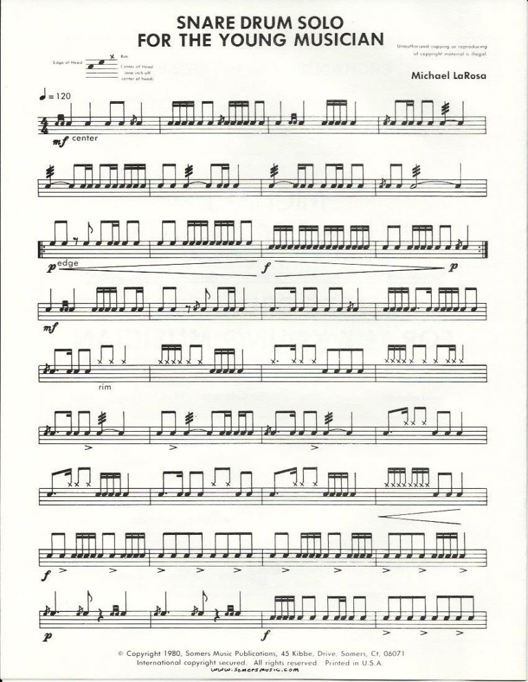 SNARE DRUM SOLO FOR THE YOUNG MUSICIAN Somers Music Publications